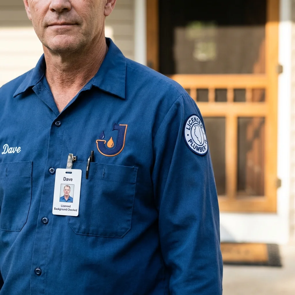 Licensed plumber showing ID badge in Sterling, KS